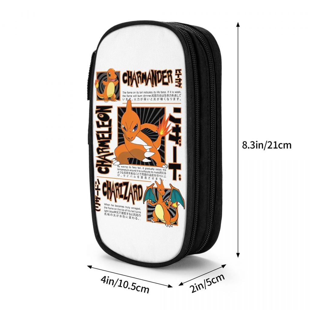 Pokemoned Charmander Charmeleon Charizard Pencil Cases Pencilcases Pen Large Storage Bags School Supplies Gifts Stationery