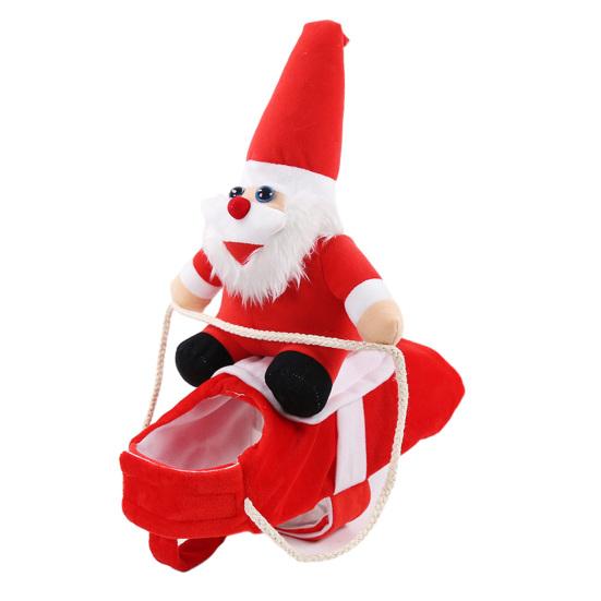 Dog Christmas Party Dress Santa Rider Costume, Outfit, Adjustable Closure, Funny Festival Pet Gift Apparel for Small to Medium Dogs, Holiday Cosplay,