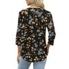 Damen T-Shirt mit Aufdruck, Knopfleiste, 3/4-Ärmel, für den Alltag, Wochenendmode, Basic, V-Ausschnitt, normales Oberteil