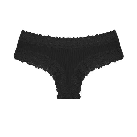 Cotton Thongs for Women, Sexy Lace Trim Underwear, Low Rise Soft Breathable Panties, T-Back Stretchy Ladies Briefs M
