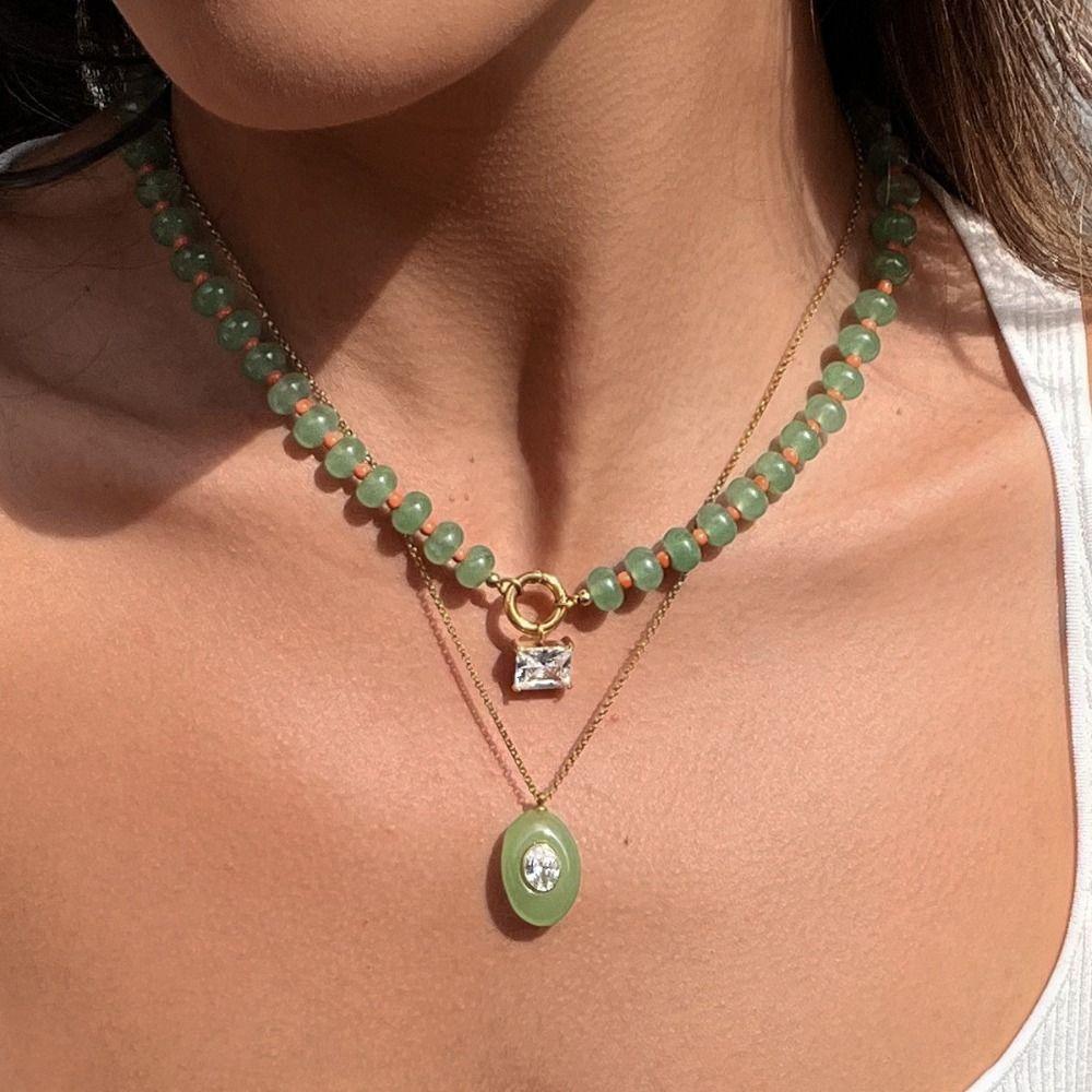 Geometric Resin Zircon Necklace Stainless Steel Stainless Steel Necklace  Party Evening