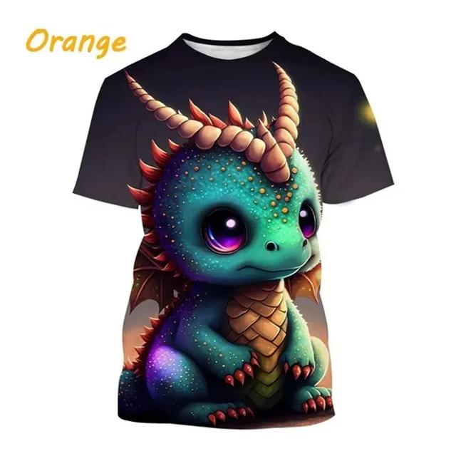 Graficzne koszulki z małym smokiem, zabawne, urocze zwierzę, koszulka z dinozaurem dla mężczyzn, ubrania, prezenty dla dzieci ze smokiem, t-shirt casual dla chłopca, topy