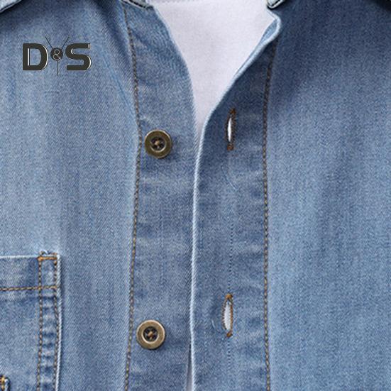 Pánská bavlněná košile s krátkým rukávem Letní zapínací košile s klopou Džínové košile s kapsami Ležérní plážové oblečení Top