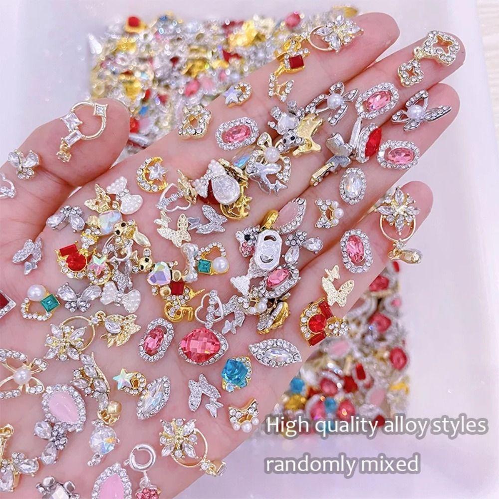 Light Luxury Metal Nail Accessories Crystal Butterfly Nail Metal Jewelry  Nail Salon