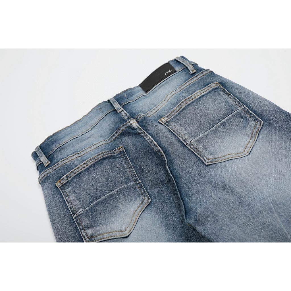 M38 Amiri Herren- und Damen-Jeans im amerikanischen Stil mit Stoffflicken, Löchern, Stickereien, lässige und modische High-Street-Hosen