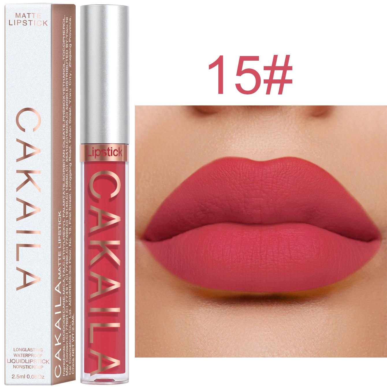

Водостойкая жидкая губная помада Lip Glaze Matte Velvet Lipstick Lip Gloss Стойкий не оставляющий следов красный макияж Cosmetic Nude 15#