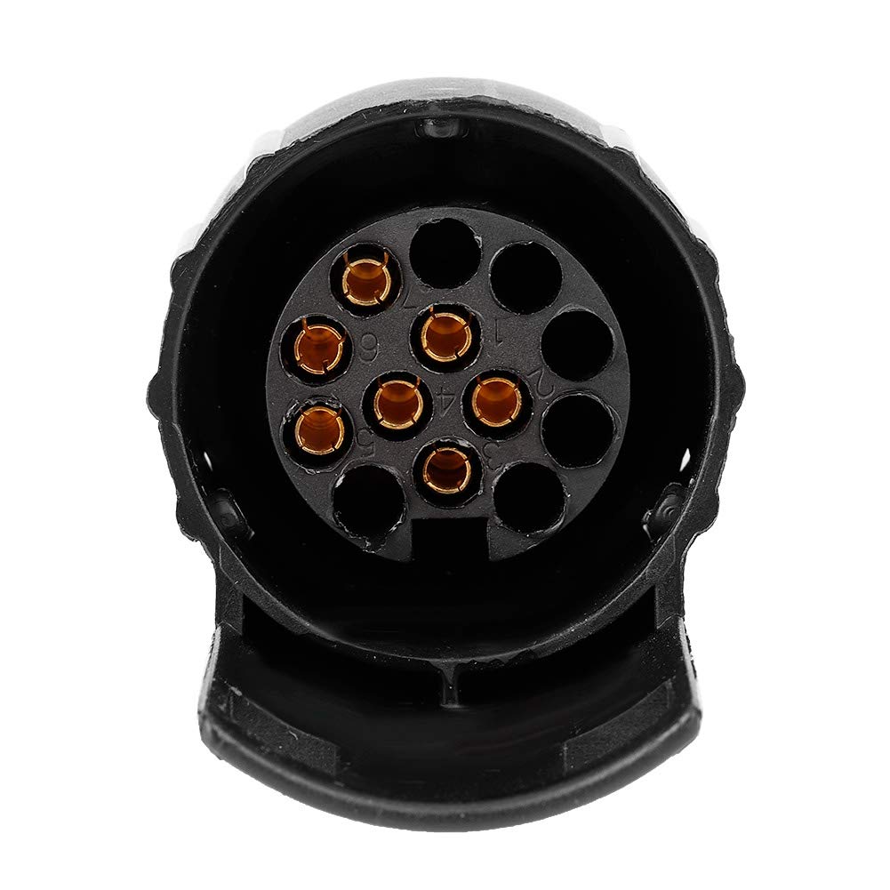 Duokon ABS 7 bis 13 Pin Anhänger LKW Wohnwagen Anhängersteckdose Stecker Konverter Adapter (Schwarz)