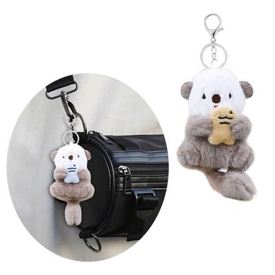 Amuleto de Bolsa de Lontra Decoração de Bolsa Chaveiro de Pelúcia Acessórios para Bolsas Chaveiro de Desenho Animado para Mulheres Crianças e Entusiastas de Animais
