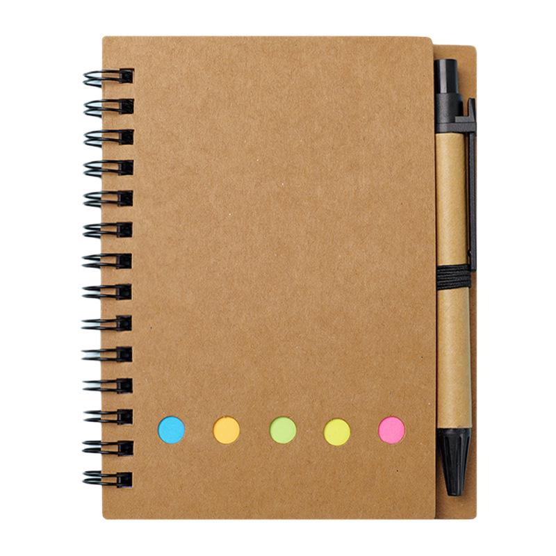 Kraft Paper Spiral Notebook with Tearable Self-Adhesive Sticky Notes - Customizable Student Memo Pad