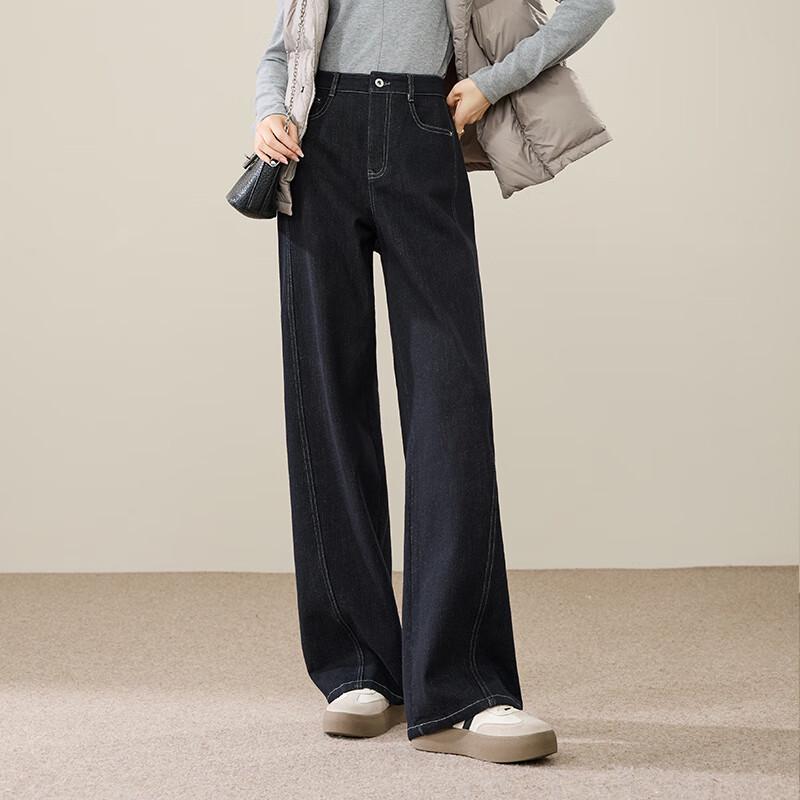 

ESE-Y Women s Fleece-Lined Straight Wide-Leg Jeans 30