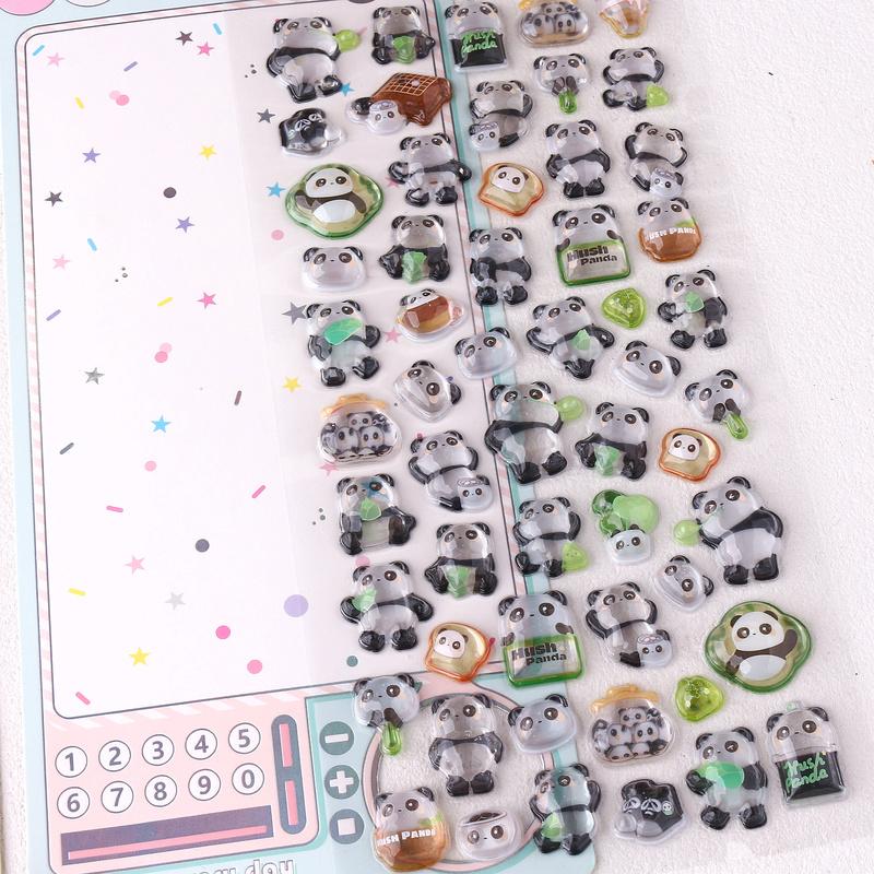2pcs 3D Cut Kawaii Panda Relief Crystal Sticker Cute Diy Mobile Phone Decoration Sticker Student Hand Account Stationery High Quality Gift