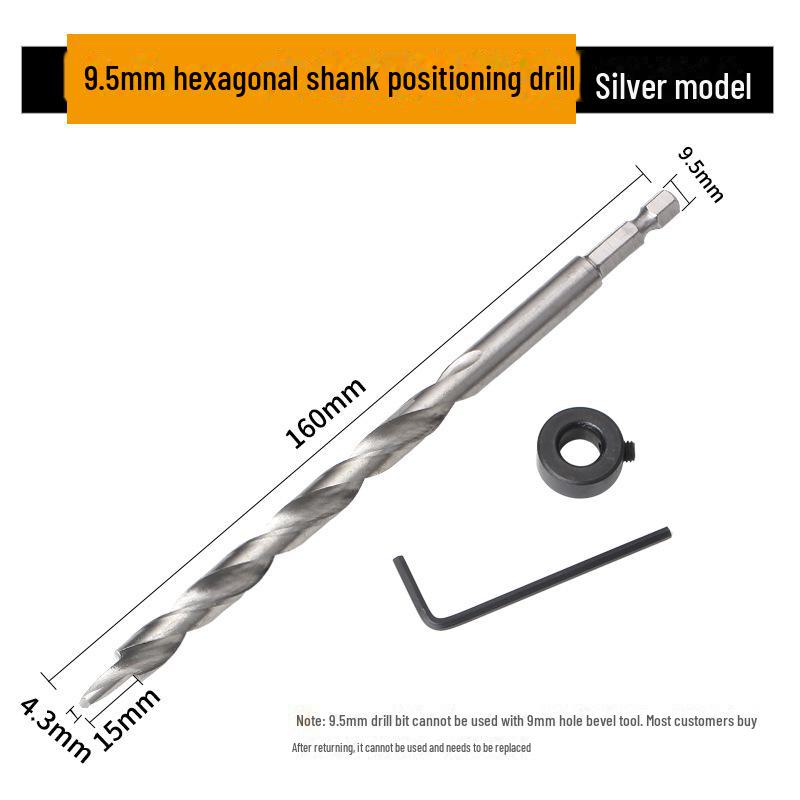 9mm HSS Woodworking Step Drill Bit for Oblique Holes, 9.5mm Hex Shank
