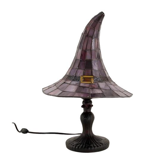 Stained Glass Witch Hat Powered Resin Lamp USB Night 18cm A