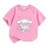 Cute Cartoon Big Ear Puppy Print Kids Boys Girls 100% Cotton T-Shirt Casual Crew Neck Short Sleeves Soft Breathable Summer Tees Adorable Heart Cup Pat