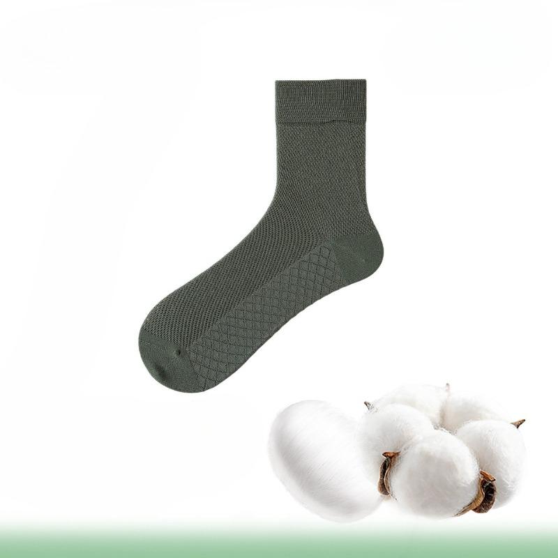 Summer Lightweight Mulberry Silk Socks for Men, Mid-calf Length Stockings, Mesh Cotton Socks, Sporty Anti-bacterial Mid-calf Long Stockings