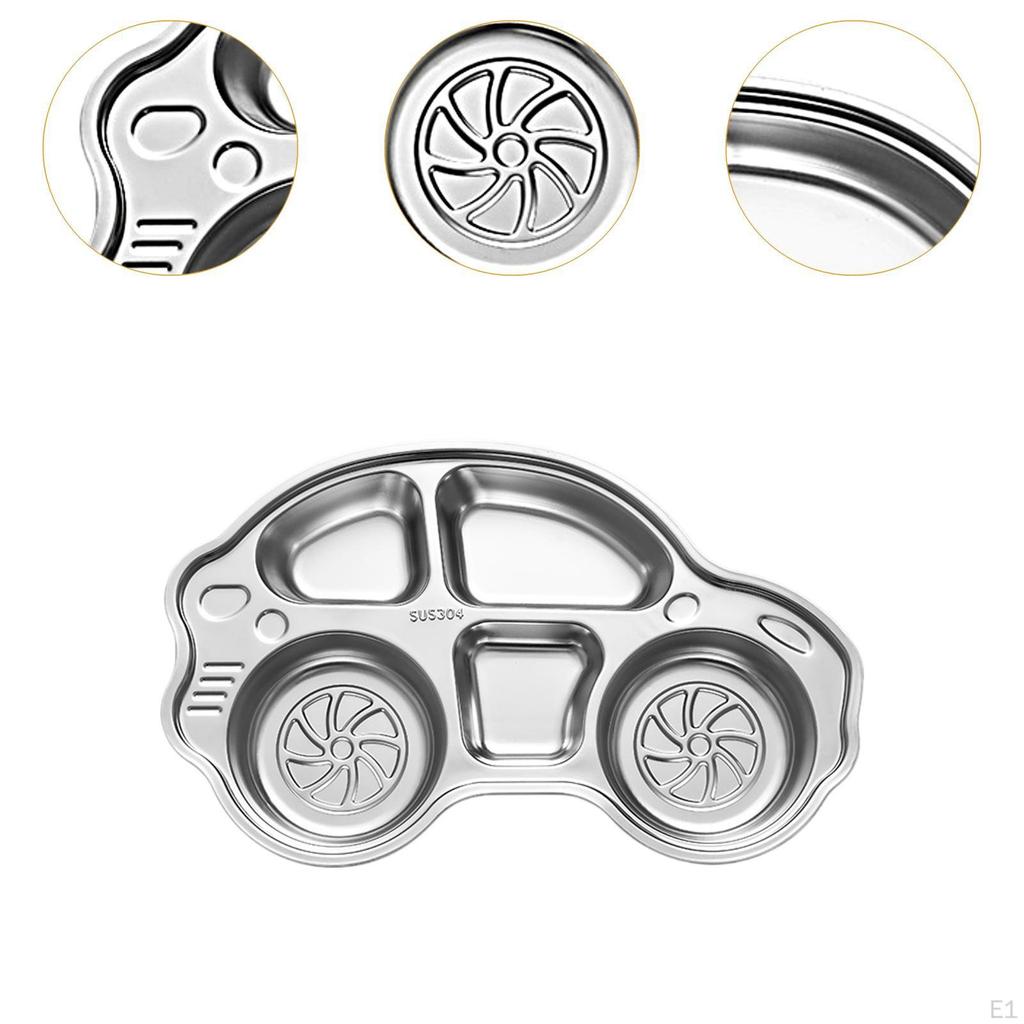 Stainless Steel Divided Plates Tray Sections Dinner Dish Unbreakable Children Plate for Kids