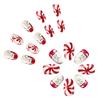 24Pcs Christmas Press On Nail Snowflake Design Full Cover Acrylic False Nail Stick on Nail Women’s Nail Accessories