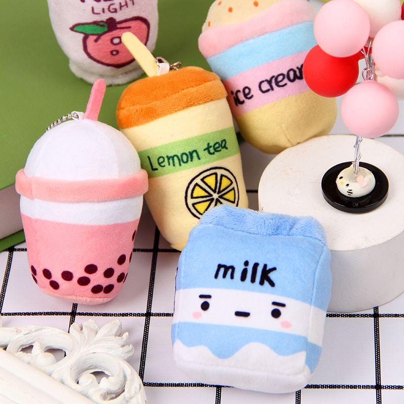 Tea Fruit Bubble Pendant Boba Cup Lemon Milk Soft Stuffed Plush Toy Xmas Gift