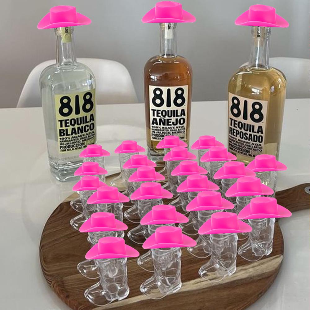 Cowboy Party Decoration 10set Plastic Mini Cowboy Boot Shot Glasses With Pink Cowboy Hats Bachelorette Hen Party Supplies