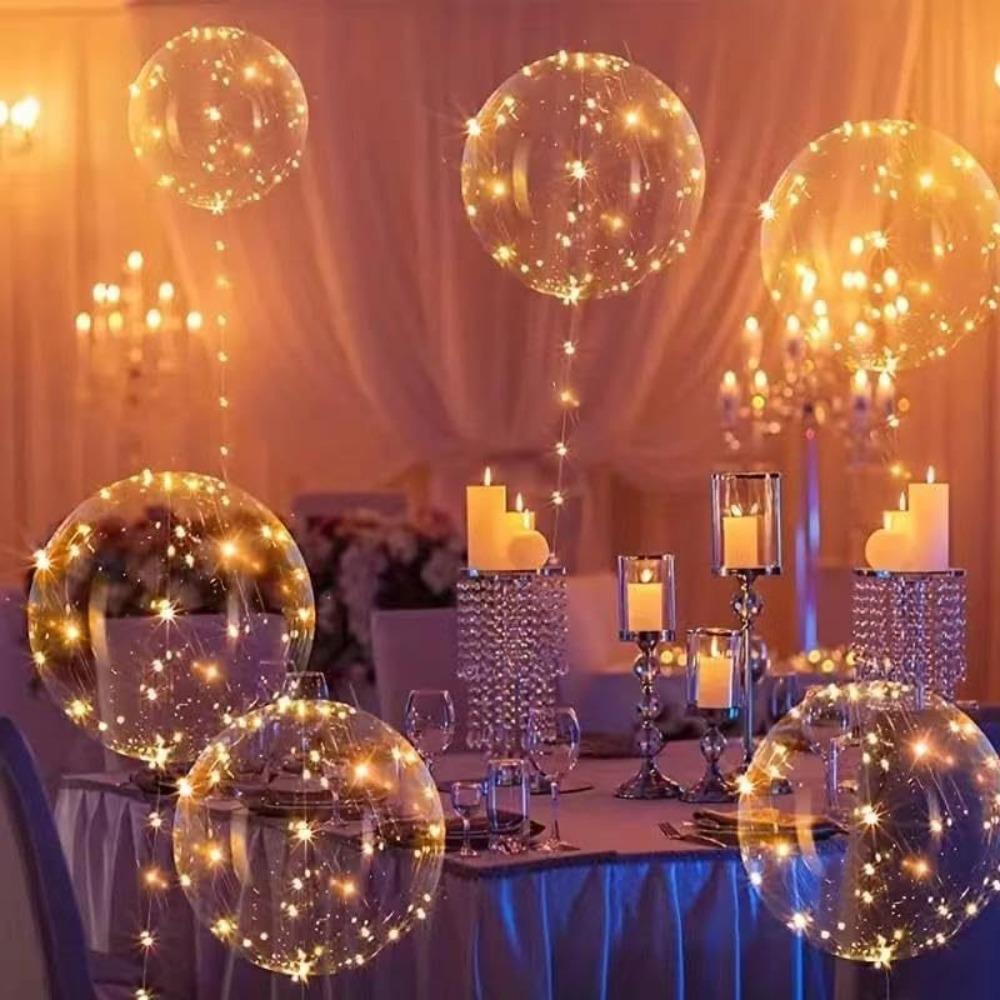 7pcs 20inch Transparent Led Bobo Balloons Glow in The Dark Light Up Bobble Balls  Wedding