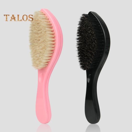 Men Beard Brush with Ergonomic Handle Nylon Boar Bristle Curved Wave Beard Straightener Brush Home Salon Men Mustache Grooming Styling Tools