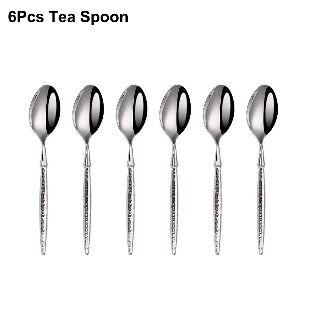 

6/16/20/24 шт. Набор столовых приборов из серебристой нержавеющей стали 304, набор столовых приборов с серебристой ручкой в стиле вестерн, нож, вилка, ложка