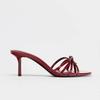 2025Wine Red High Heels Sandals for Women Square Toe Bowtie Decor Summer Outdoor Slippers  Thin Heeled Party Wedding Shoes