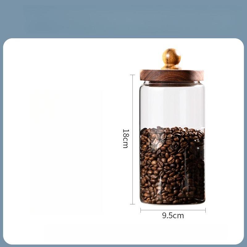 Food grade glass sealed jar wooden lid moisture-proof jar glass storage jar home tea jar wholesale storage jar
