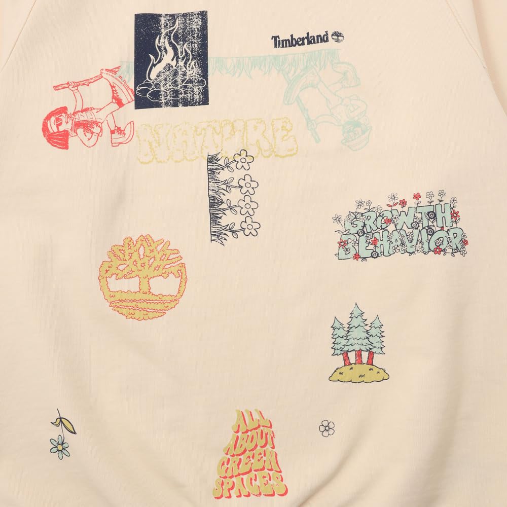 Timberland Graphic Crew Neck Sweatshirt, Unisex, White Smoke, Size S (TB0A2R18V041)