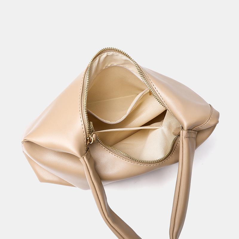 Retro Soft Leather Tote Bag, Milk Tea Colored Bag, Women's Commuting Large Capacity Single Shoulder Armpit Bag
