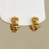 PONYKISS  Sterling Silver 18K Gold Double Layered Knot Hoop Earrings for Women Vintage Geometric Fine  Accessories