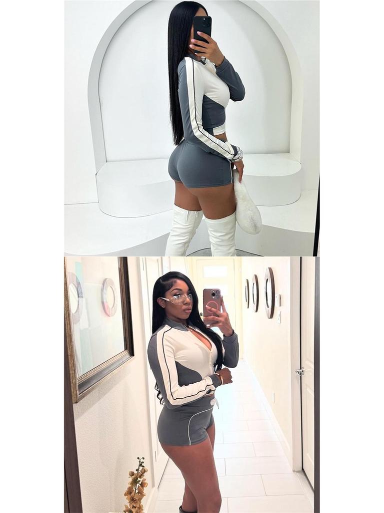 Stand-Up Collar Fitness Jacket & Top Set