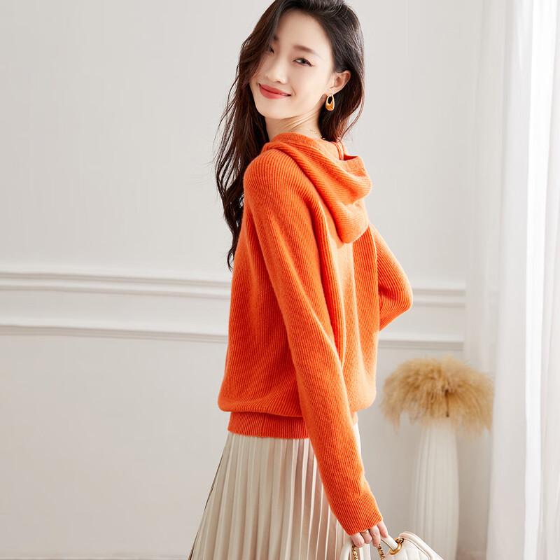 Srcr Women's 100% Wool Hooded Loose Sweater