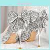 High Heel Shoes For Women With Crystal Butterfly Knot Slipon For Wedding And Formal Events