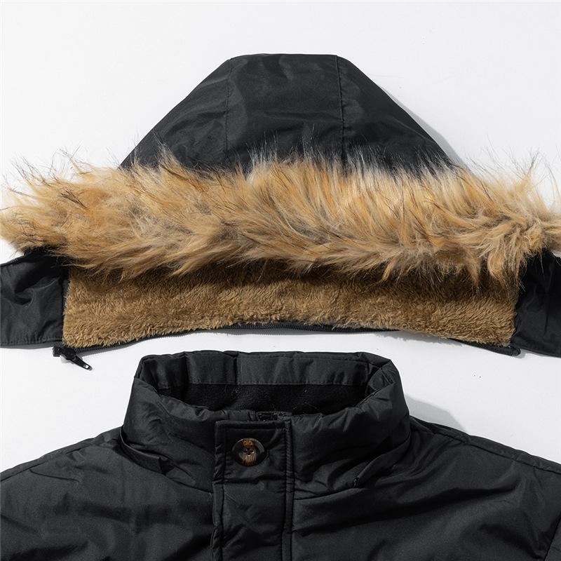 Herren Dicker Warmer Mantel Wasserdicht Fleece Kapuze Herren Outdoor Jacke Herren Mäntel Hut Windjacken Parka Herren