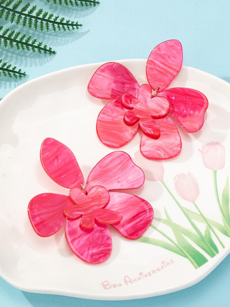 Acrylic Large Flower Earrings Personalized Resort Style Acetic Acid Plate Floral Earrings Earrings