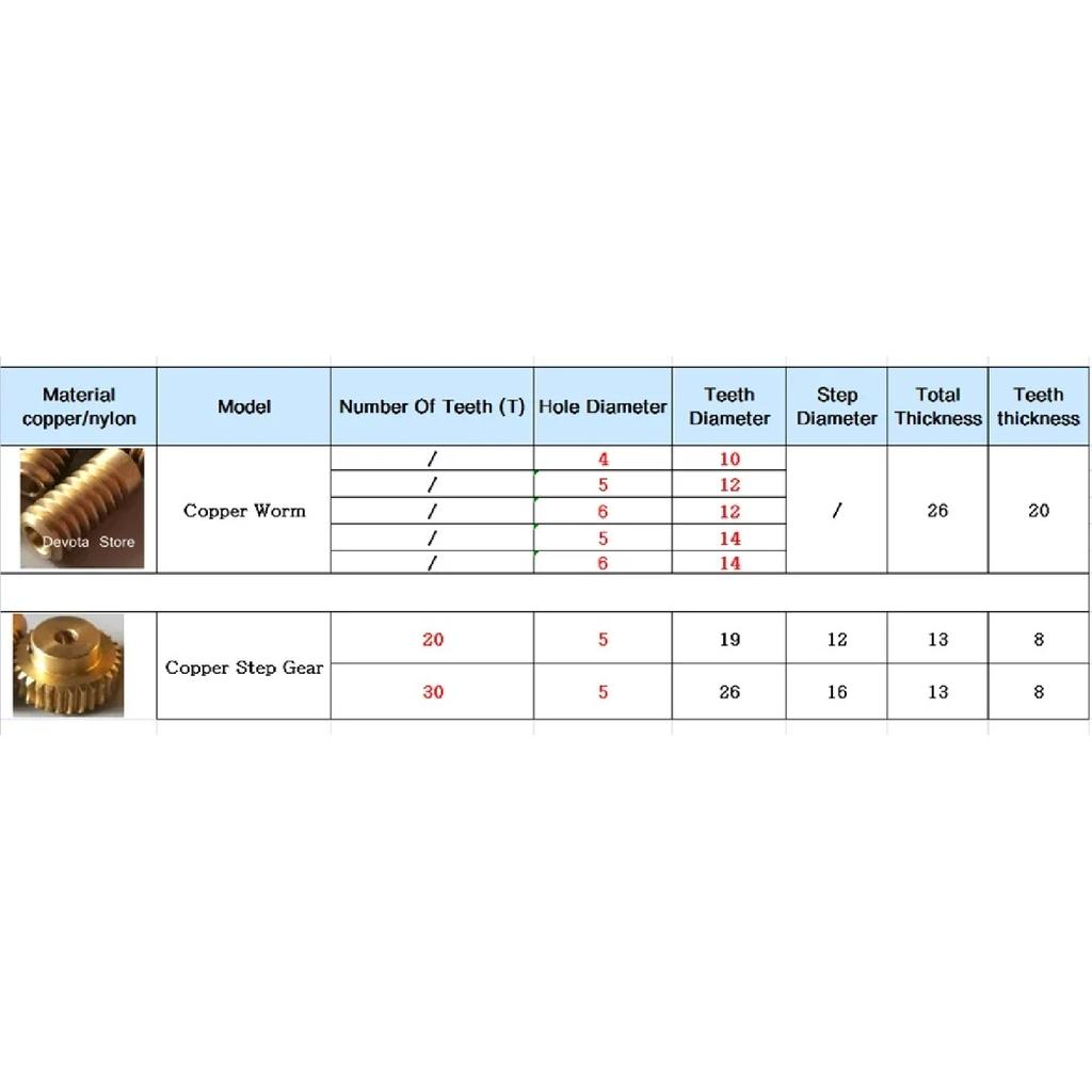 0.8M 20/30 Teeth 1:20 1:30 Metal Copper Worm Gear Wheel Reducer Self Locking Combination Accessories