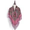 Cotton Twill Square Scarf 130x130 cm Ethnic Style Scarf Vintage Fringed Shawl  Travel