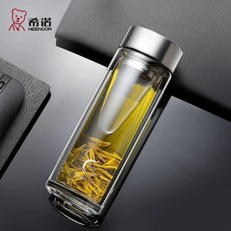 XINUO Double-Layer Silver Ion Antibacterial Glass Tea Cup