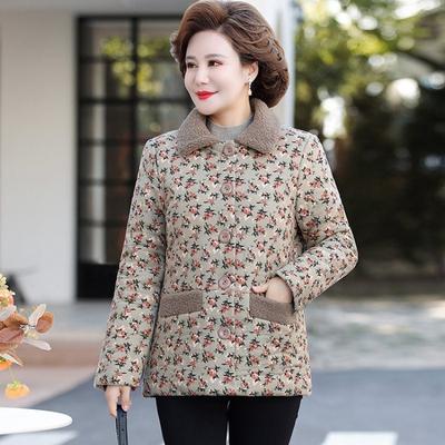 Fleece Winter New Padded Jacket Medium and Old Padded Jacket Thickened Warm Jacket Fashionable Padded Jacket Women's Floral