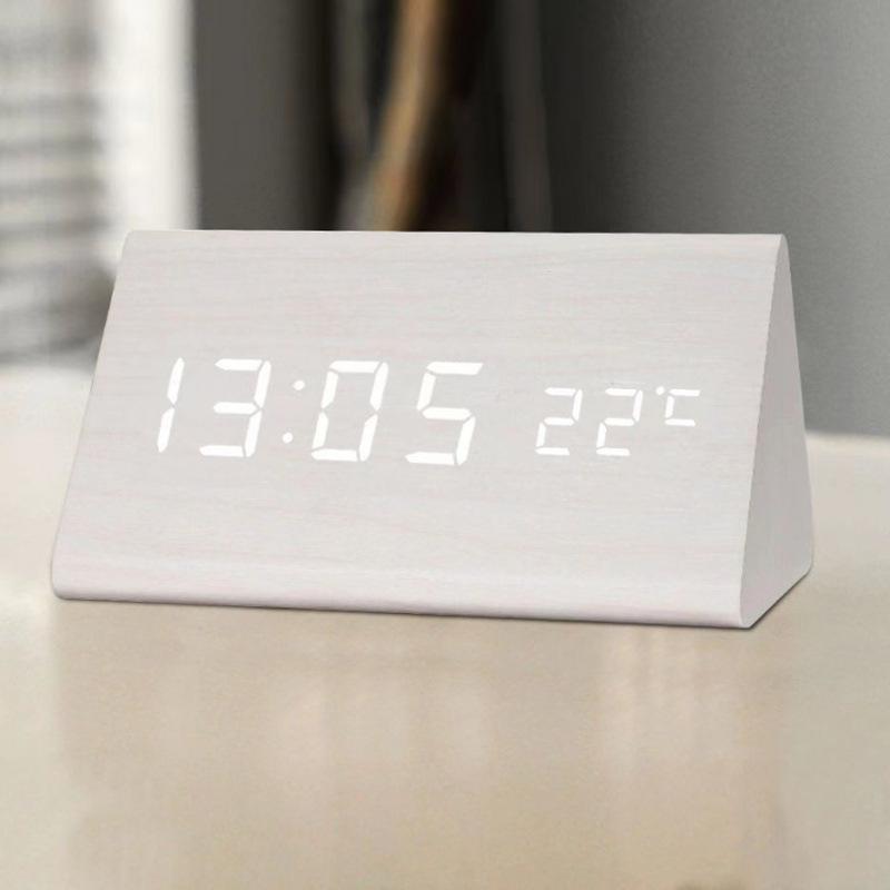 Creative Wooden Alarm Clock Simple Retro Clock Silent Luminous Student Bedside Multifunction Nordic Station Clock Electronic Clock
