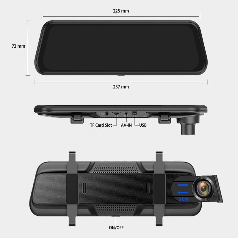 E-ACE Auto Dvr Kamera 10'' Touchscreen Streaming Rückspiegel Dash Cam 1080P Video Recorder Unterstützung Rückansicht