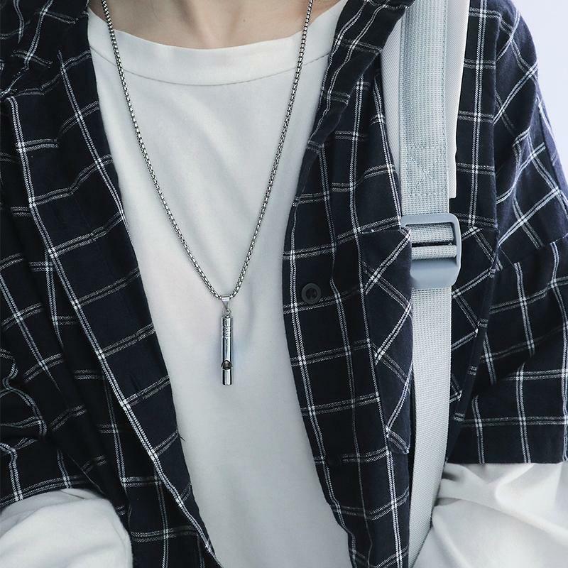 Colier Hip-Hop Trendy din Oțel Titan pentru Bărbați - Fashionabil, Versatil și Accesoriu Emoțional pentru Cuplu.