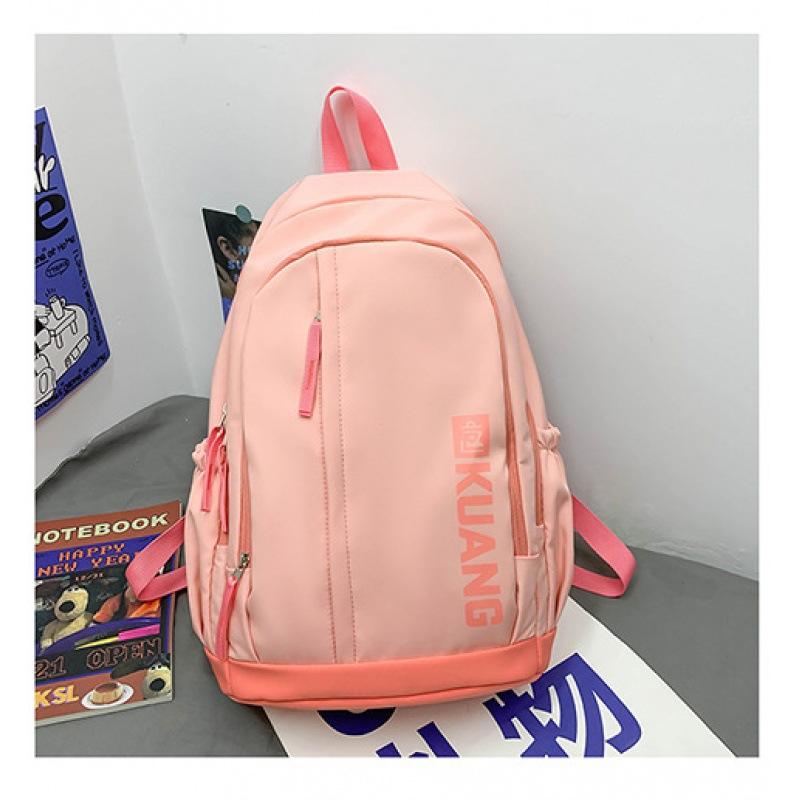

School bag for women, simple and fashionable backpack, trendy and versatile student bag, high school student large-capacity backpack, one piece wi розовый