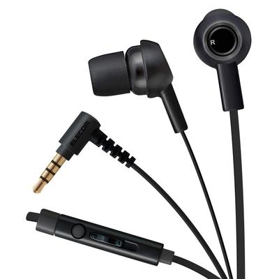 Elecom Stereo Earphones with Flat Compatible with iPhones and Microphone, Tangle-Free Cable, 1.2m (Y-Type), Smartphones, 3.5mm Diameter, 4-Pole,