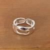 925 Sterling Silver Rings For Women Men Fine Jewelry Finger Adjustable Open Gold Star Ring For Party Birthday Gift