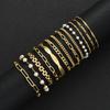 13pcs Fashion Geometric Pearl Bracelet Set for Women Simple Boho Gold Color Twist Smooth Chain Design Bracelets Elegant Jewelry