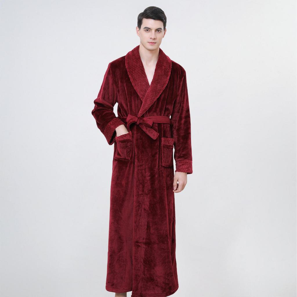 Peignoir de bain en flanelle épaisse de style européen et américain pour l'automne et l'hiver