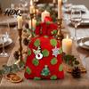 Decorative Home Atmosphere Bags Christmas Plush Gift Bag with Drawstring Soft Santa Sack for Candy Red Velvet Present Pouches Apples Presents