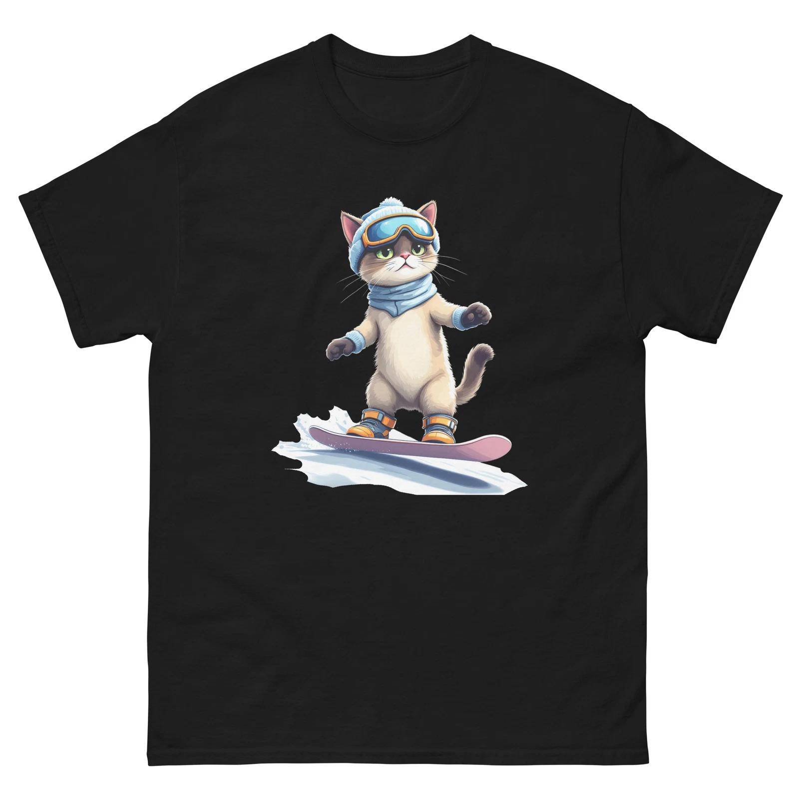 Siamese Cat Snowboarding Fun Snowboarder T-Shirt 3XL